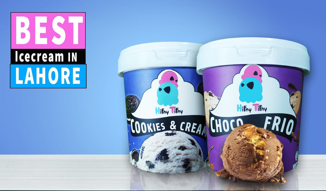 Best ice cream in Lahore featuring Hifny Tifny premium tubs with rich creamy texture and real ingredient flavors